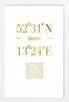 JUNIQE - Poster met houten lijst Berlin gouden -13x18 /Goud & Wit