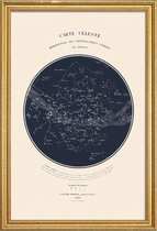 JUNIQE - Poster met houten lijst Carte du Ciel -20x30 /Blauw