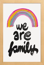 JUNIQE - Poster met houten lijst We Are Family -13x18 /Roze & Zwart