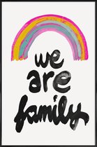 JUNIQE - Poster met kunststof lijst We Are Family -13x18 /Roze & Zwart