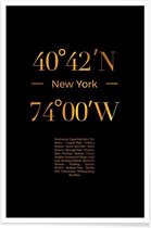 JUNIQE - Poster New York gouden -30x45 /Goud & Zwart