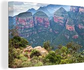 Canvas Schilderij De Afrikaanse Three Rondavels bij Blyde River Canyon in Zuid-Afrika - 120x80 cm - Wanddecoratie