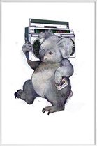 JUNIQE - Poster in kunststof lijst Koala illustratie -20x30 /Grijs