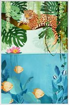 JUNIQE - Poster in kunststof lijst Welkom in de jungle -30x45 /Groen &