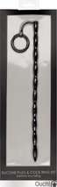 Silicone Plug & Cock Ring Set - Urethral Sounding - Black