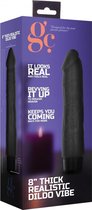 8 Inch Thick Realistic Dildo Vibe - Black