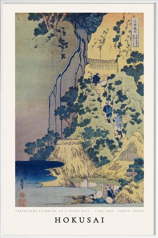 JUNIQE - Poster lijst Hokusai - Travellers Climbing up a