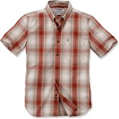 Carhartt ESSENTIAL PLAID SHIRT Short Sleeve DARK BARN RED mannen - Flanellen Overhemd
