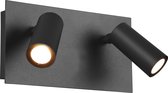 LED Tuinverlichting - Wandlamp Buitenlamp - Iona Sonei - 6W - Warm Wit 3000K - 2-lichts - Rechthoek - Mat Antraciet - Aluminium