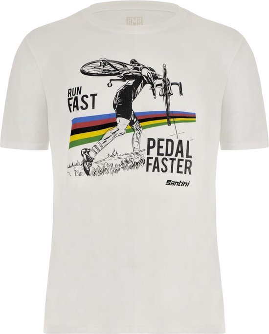 Foto: Santini casual t shirt unisex wit multikleur cyclo cross t shirt uci official xs