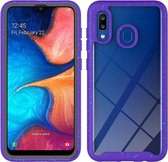 Voor Galaxy A30 / A20 Shockproof Starry Sky PC + TPU beschermhoes (paars)