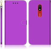 Voor Xiaomi Redmi 8A geÃ¯miteerd spiegelend oppervlak Horizontale flip lederen tas met houder en kaartsleuven & portemonnee en draagkoord (paars)