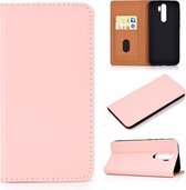 Voor Xiaomi Redmi Note 8 Pro effen kleur magnetische horizontale flip lederen tas met kaartsleuf en houder (roze)