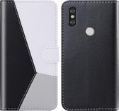 Voor Xiaomi Redmi Note 5 Pro Tricolor stiksels Horizontaal Flip TPU + PU lederen tas met houder & kaartsleuven & portemonnee (zwart)