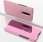 Voor xiaomi redmi 8 vergulde spiegel horizontale flip lederen hoes met standaard mobiele telefoon holster (rose goud)