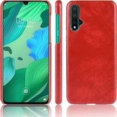 Shockproof Litchi Texture PC + PU Case voor Huawei Nova 5 / Nova 5 Pro (Rood)