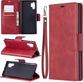 Retro lamsvacht textuur pure kleur horizontale flip pu lederen case met houder & kaartsleuven & portemonnee & lanyard voor Galaxy Note10 + (rood)