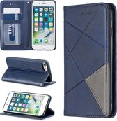 Ruit textuur horizontale flip magnetische lederen tas met houder en kaartsleuven en portemonnee voor iPhone 8 & 7 (blauw)