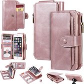 Voor iPhone 6/7/8 Multifunctionele Retro Afneembare Magnetische Horizontale Flip Leren Case met Kaartsleuven & Houder & Portemonnee & Fotolijst (Rose Gold)