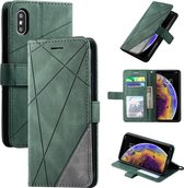 Voor iPhone XR Skin Feel Splicing Horizontale flip lederen tas met houder & kaartsleuven & portemonnee & fotolijst (groen)