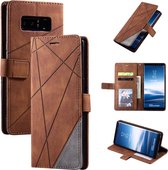 Voor Samsung Galaxy Note 8 Skin Feel Splicing Horizontale flip lederen tas met houder & kaartsleuven & portemonnee & fotolijst (bruin)
