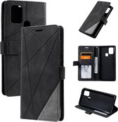 Voor Samsung Galaxy A21s Skin Feel Splicing Horizontale Flip lederen tas met houder & kaartsleuven & portemonnee & fotolijst (zwart)