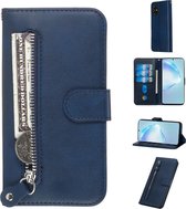 Voor Galaxy S20 + Fashion Calf Texture Zipper Horizontal Flip Leather Case met Stand & Card Slots & Wallet-functie (blauw)
