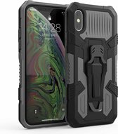 Voor iPhone XR Machine Armor Warrior schokbestendige pc + TPU beschermhoes (spacegrijs)