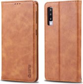 Voor Galaxy A70 / A7 2019 AZNS Retro Texture Magnetische Horizontale Flip PU Leather Case met houder & kaartsleuven & fotolijst (geel)