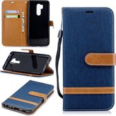 Kleurafstemming Denim Texture Leather Case voor LG G7, met houder & kaartsleuven & portemonnee & lanyard (donkerblauw)