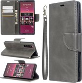 Voor Sony Xperia5 / XZ5 lamsvacht textuur pure kleur horizontale flip pu lederen case met houder & kaartsleuven & portemonnee & lanyard (grijs)