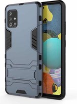 Voor Samsung Galaxy A51 5G PC + TPU schokbestendige beschermhoes met onzichtbare houder (marineblauw)