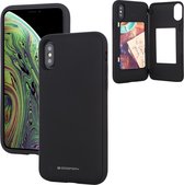 Voor iPhone XS Max GOOSPERY MAGNETISCHE DEURBUMPER Magnetische vangst Schokbestendig Soft TPU + PC-hoesje met kaartsleuf (zwart)