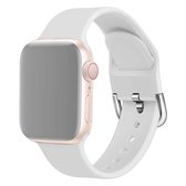 Voor Apple Watch Series 5 & 4 40 mm / 3 & 2 & 1 38 mm effen kleur siliconen vervangende polsband horlogeband met metalen gesp, maat: L (wit)