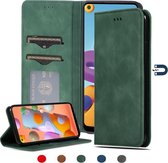 Voor Samsung Galaxy A21s Retro Skin Feel Business magnetische horizontale flip lederen tas (legergroen)