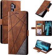 Voor Geschikt voor Xiaomi Redmi Note 8 Pro Skin Feel Splicing Horizontale flip lederen tas met houder & kaartsleuven & portemonnee & fotolijst (bruin)