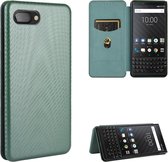 Voor BlackBerry KEY2 Carbon Fiber Texture Magnetische Horizontale Flip TPU + PC + PU Leather Case met Card Slot (Groen)