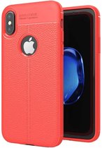 Voor iPhone X / XS Litchi Texture TPU beschermende achterkant van de behuizing (rood)