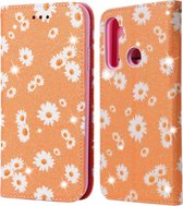 Voor OPPO Realme 5 & C3 Glittering Daisy magnetische horizontale flip lederen tas met houder & kaartsleuven en fotolijst (oranje)