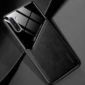 Voor Samsung Galaxy Note10 All-inclusive leer + organisch glas beschermhoes met metalen ijzeren plaat (zwart)