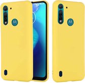 Voor Motorola Moto G8 Power Lite Pure Color Vloeibare siliconen schokbestendige hoes met volledige dekking (geel)