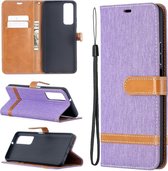 Voor Huawei P smart 2021 / Y7a Lite Kleuraanpassing Denim Textuur Horizontale Flip Leren Case met Houder & Kaartsleuven & Portemonnee & Lanyard (Paars)