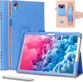 Voor Huawei MatePad 10.8 (2020) zakelijke retro textuur horizontale flip lederen tas met houder & kaartsleuven & draagriem (blauw)