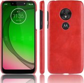 Schokbestendig Litchi Texture PC + PU-hoesje voor Motorola Moto G7 Play (rood)