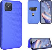 Voor OPPO A92s koolstofvezel textuur magnetische horizontale flip TPU + pc + PU lederen tas met kaartsleuf (blauw)