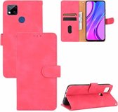 Voor Geschikt voor Xiaomi Redmi 9C Effen Kleur Huidgevoel Magnetische Gesp Horizontale Flip Kalfsstructuur PU Lederen Case met Houder & Kaartsleuven & Portemonnee (Rose Rood)