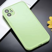 Effen kleur glas + siliconen beschermhoes voor iPhone 11 Pro Max (groen)