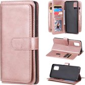 Voor Samsung Galaxy A71 (5G) multifunctionele magnetische koperen gesp horizontale flip effen kleur lederen tas met 10 kaartsleuven & portemonnee & houder & fotolijst (rose goud)