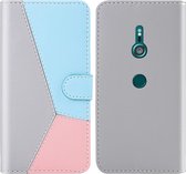 Voor Sony Xperia XZ3 Tricolor Stitching Horizontale Flip TPU + PU lederen tas met houder & kaartsleuven en portemonnee (grijs)