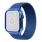 Geweven vervangende polsband horlogebanden met frame voor Apple Watch Series 6 & SE & 5 & 4 40 mm / 3 & 2 & 1 38 mm, lengte: 128 mm (koud zeeblauw)